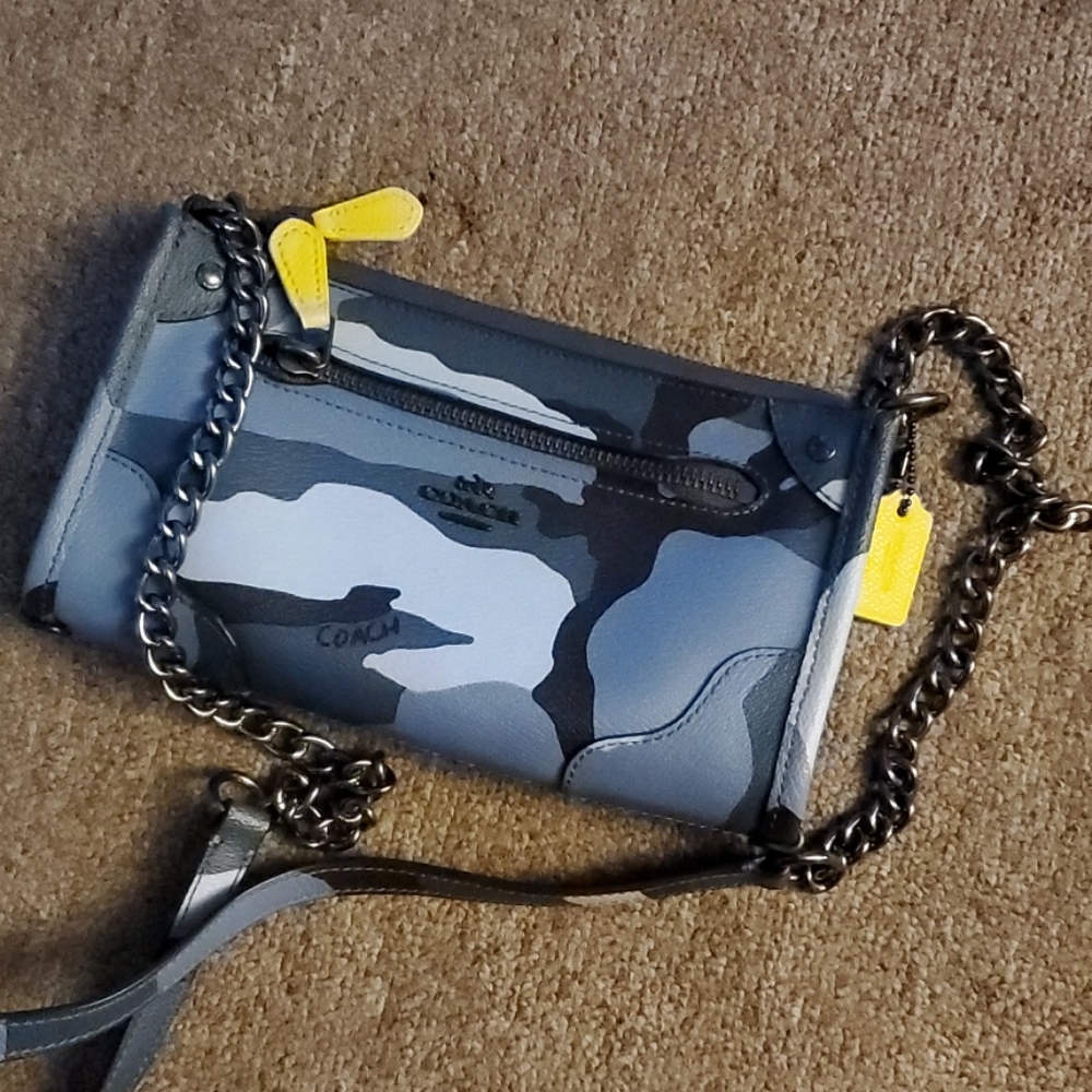 Coach Blue Camo Crossbody with chain 1941